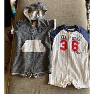Bundle Calvin Klein & Carter’s 18M Toddler Baby Boy Kids Bodysuit Top Shorts EUC